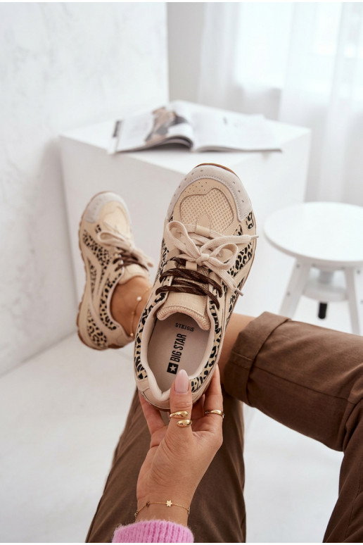 Peau en daim Chaussures modèle baskets Féminin Big Star TT274549 beige