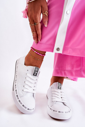 Féminin avec des éléments ajourés chaussures décontractées Big Star couleur blanche FF274024