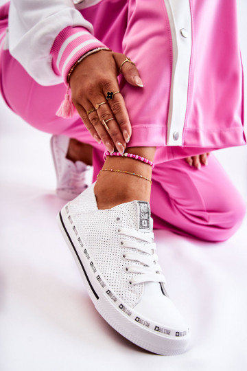 Féminin avec des éléments ajourés chaussures décontractées Big Star couleur blanche FF274024 2