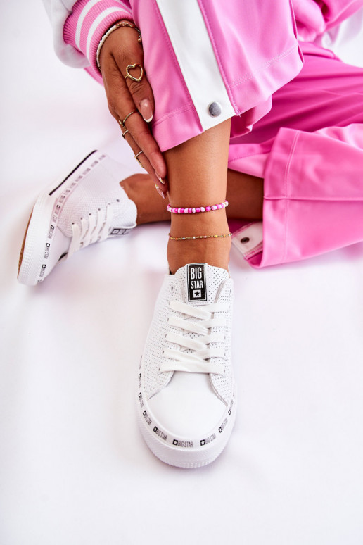 Féminin avec des éléments ajourés chaussures décontractées Big Star couleur blanche FF274024