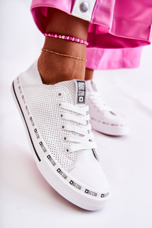 Féminin avec des éléments ajourés chaussures décontractées Big Star couleur blanche FF274024