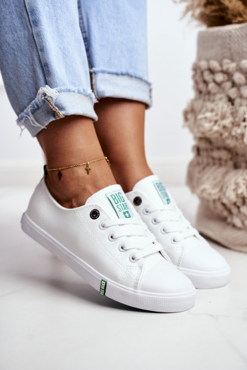 Baskets en cuir pour femme Big Star GG274006 Blanc-couleur verte