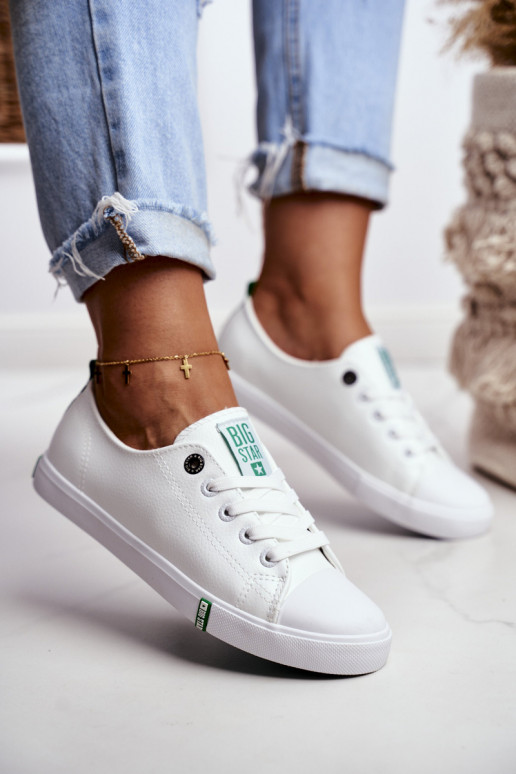 Baskets en cuir pour femme Big Star GG274006 Blanc-couleur verte