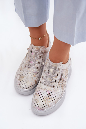 Chaussures ajourées en daim Vinceza 79603 couleur grise