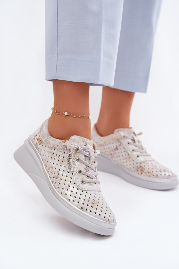 Chaussures ajourées en daim Vinceza 79603 couleur grise 2