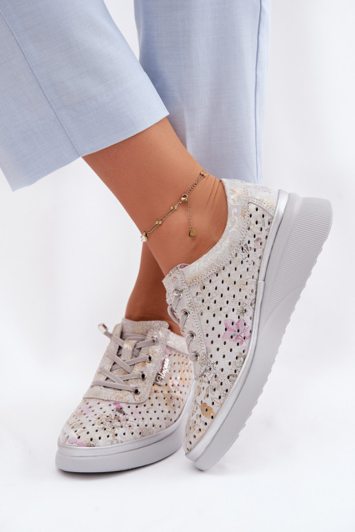 Daim ajouré chaussures Féminin Vinceza 79603 couleur grise