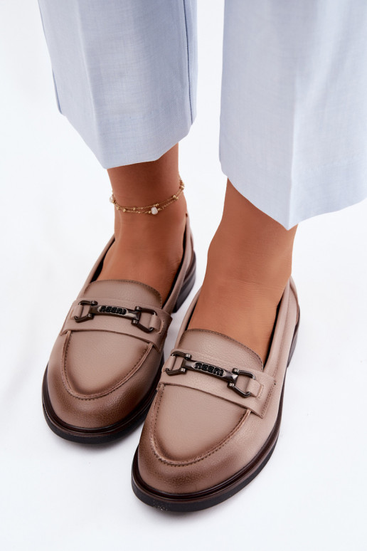 Peau mocassins pour femmes Vinceza 39983 beige