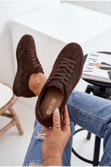 Baskets en daim femme Big Star TT274226 couleur chocolat