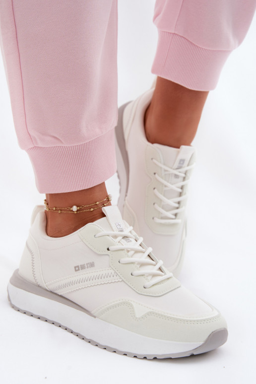 Chaussures modèle baskets Féminin avec une plateforme Big Star TT274279 couleur blanche