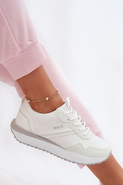 Chaussures modèle baskets Féminin avec une plateforme Big Star TT274279 couleur blanche