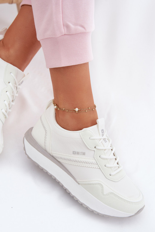 Chaussures modèle baskets Féminin avec une plateforme Big Star TT274279 couleur blanche