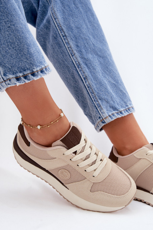 Chaussures modèle baskets Féminin avec une plateforme Big Star TT274275 beige