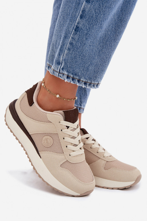 Chaussures modèle baskets Féminin avec une plateforme Big Star TT274275 beige