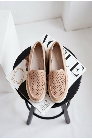 Mocassins pour femmes avec éléments en dentelle Sergio Leone MK097H couleur sable