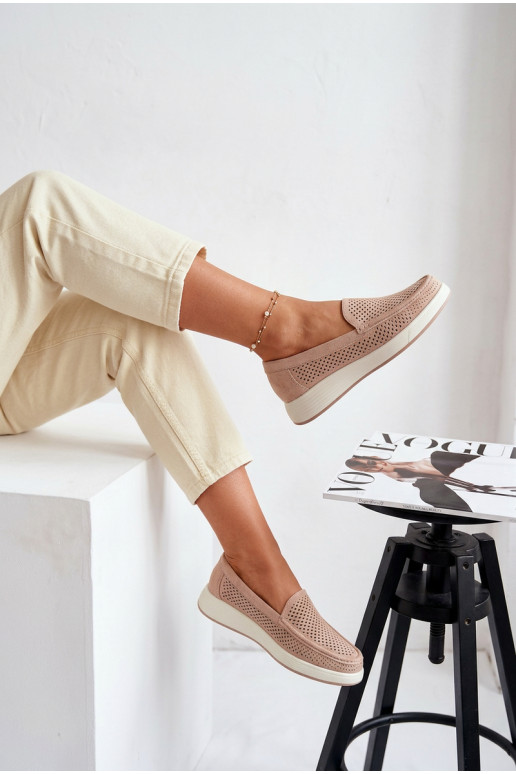 Mocassins pour femmes avec éléments en dentelle Sergio Leone MK097H couleur sable