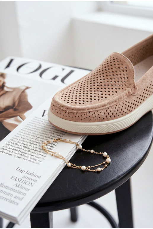 Mocassins pour femmes avec éléments en dentelle Sergio Leone MK097H couleur sable