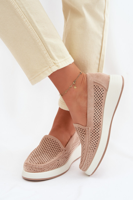 Mocassins pour femmes avec éléments en dentelle Sergio Leone MK097H couleur sable