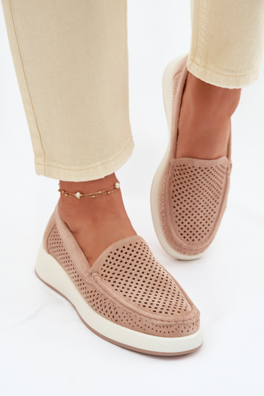 Mocassins pour femmes avec éléments en dentelle Sergio Leone MK097H couleur sable