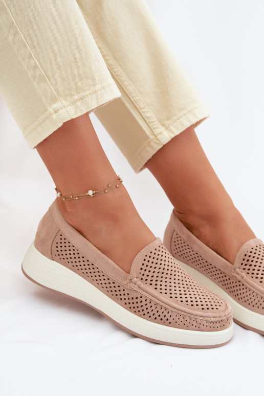 Mocassins pour femmes avec éléments en dentelle Sergio Leone MK097H couleur sable