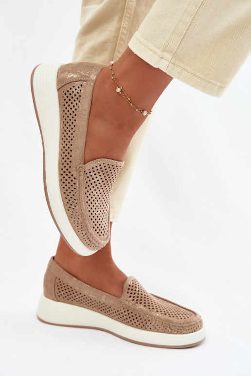 Mocassins pour femmes avec éléments en dentelle Sergio Leone MK097H couleur dorée