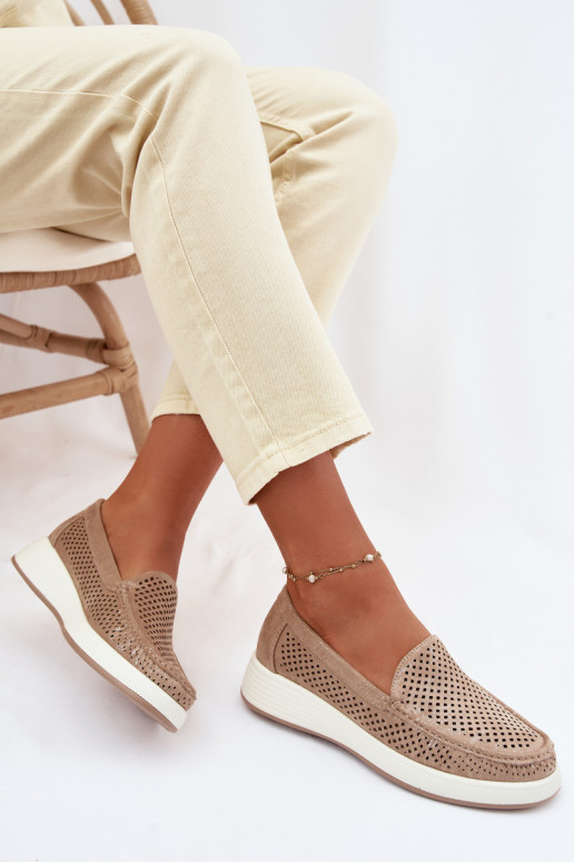 Mocassins pour femmes avec éléments en dentelle Sergio Leone MK097H couleur dorée