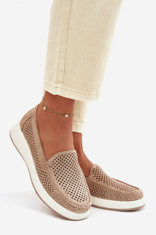 Mocassins pour femmes avec éléments en dentelle Sergio Leone MK097H couleur dorée