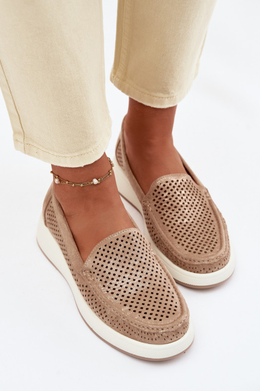 Mocassins pour femmes avec éléments en dentelle Sergio Leone MK097H couleur dorée