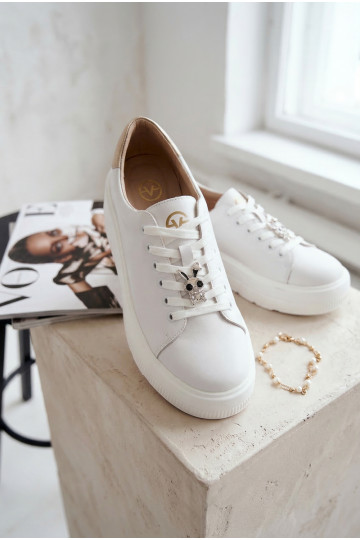 Baskets en cuir avec plateforme pour femmes Vinceza 39973 blanches 2