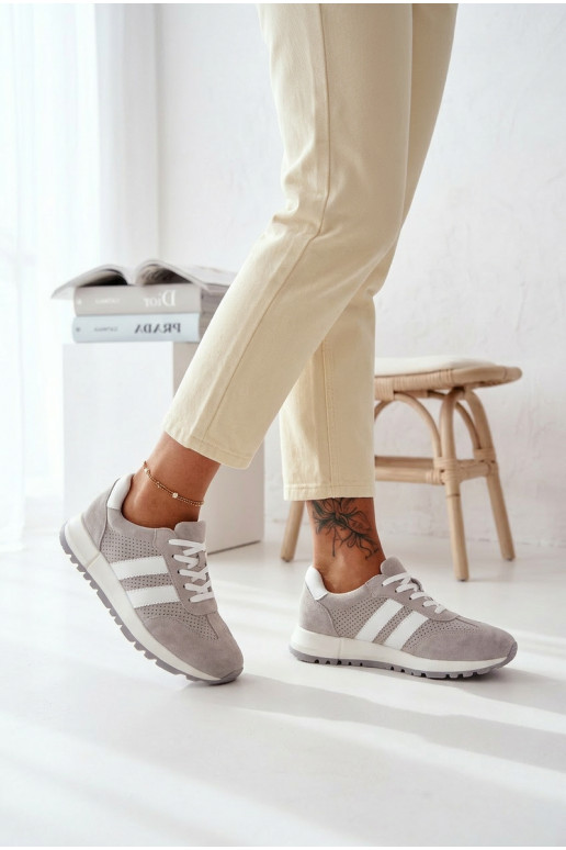 Baskets pour femmes en daim couleur grise