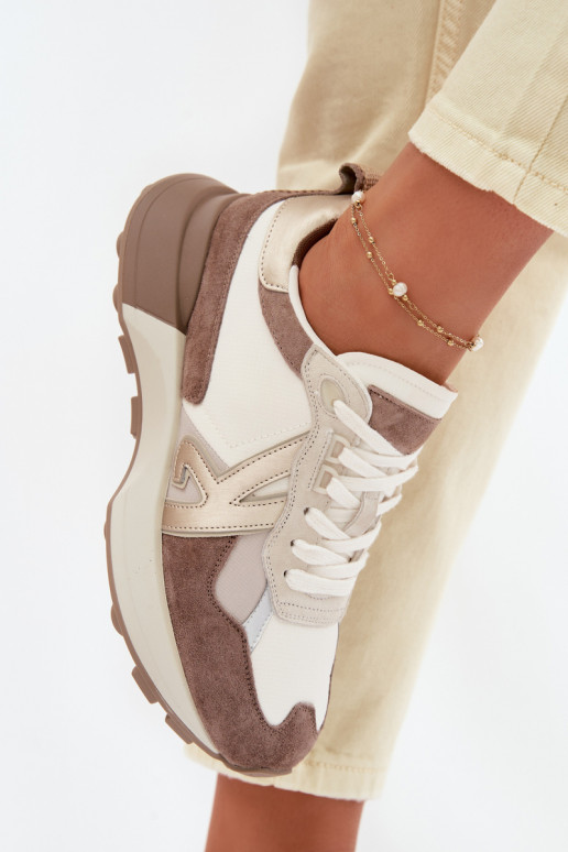 en daim Chaussures modèle baskets Féminin Kobbo 66954 beige