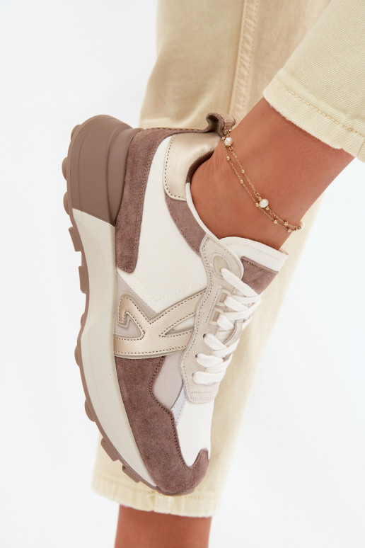 en daim Chaussures modèle baskets Féminin Kobbo 66954 beige