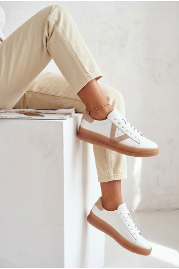 Baskets en cuir avec plateforme pour femmes Vinceza 79597 blanches 2