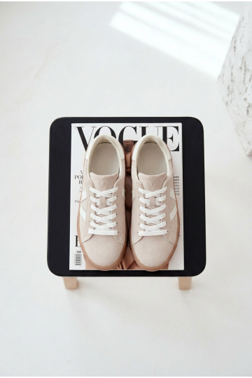 Baskets femmes style sportif en daim naturel avec plateforme Vinceza 79597 couleur sable 2