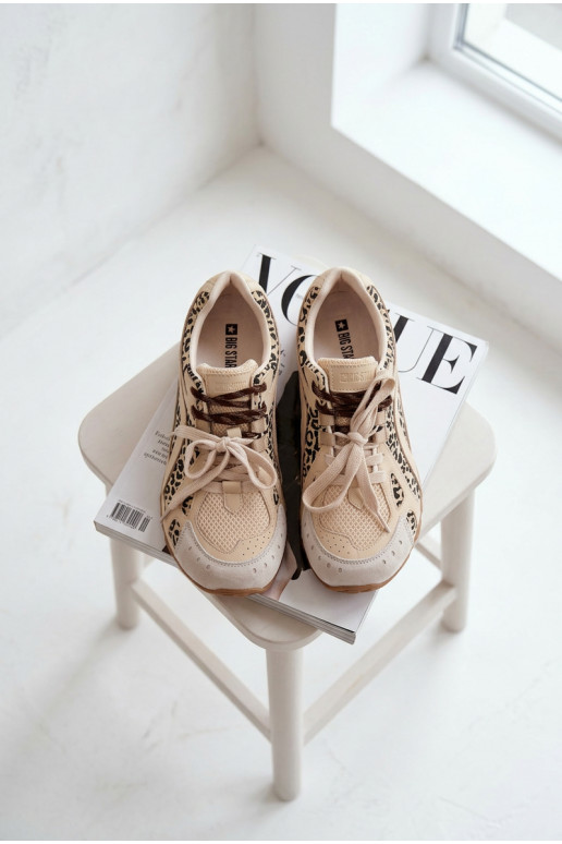 Peau en daim Chaussures modèle baskets Féminin Big Star TT274549 beige