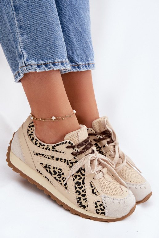 Peau en daim Chaussures modèle baskets Féminin Big Star TT274549 beige