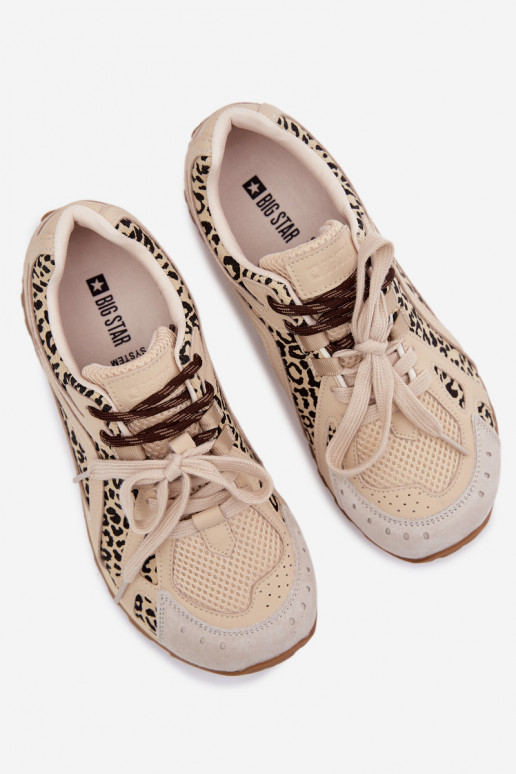 Peau en daim Chaussures modèle baskets Féminin Big Star TT274549 beige