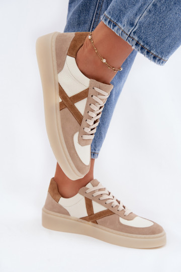 Peau en daim Chaussures modèle baskets Féminin Zazoo N1108S5 beige