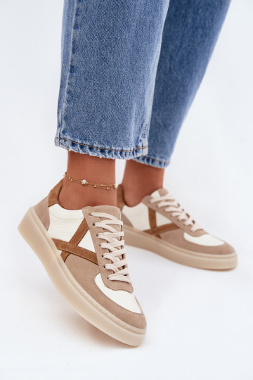 Peau en daim Chaussures modèle baskets Féminin Zazoo N1108S5 beige 2