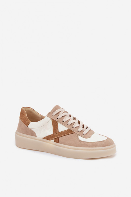 Peau en daim Chaussures modèle baskets Féminin Zazoo N1108S5 beige