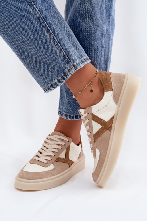 Peau en daim Chaussures modèle baskets Féminin Zazoo N1108S5 beige