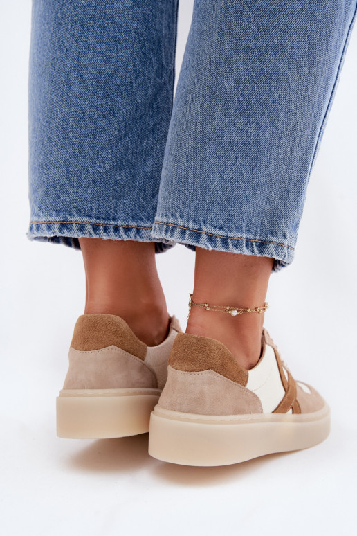 Peau en daim Chaussures modèle baskets Féminin Zazoo N1108S5 beige