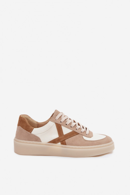Peau en daim Chaussures modèle baskets Féminin Zazoo N1108S5 beige