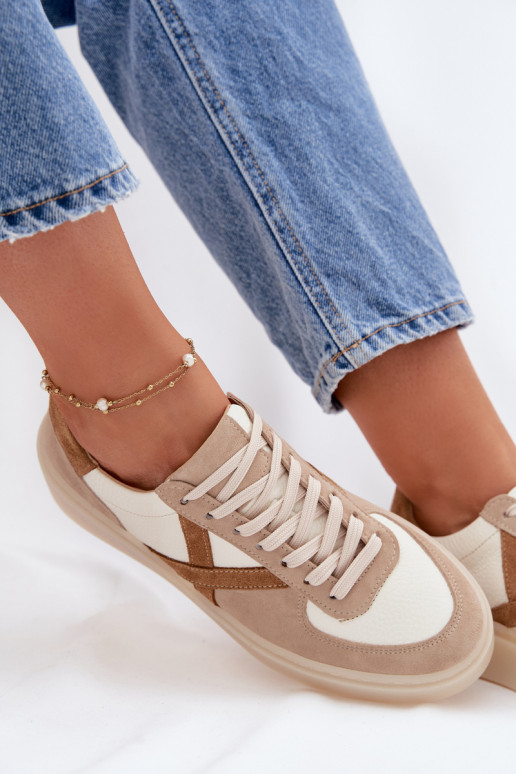 Peau en daim Chaussures modèle baskets Féminin Zazoo N1108S5 beige