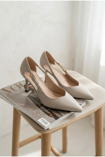 chaussures à talons hauts Avec découpes I Złotą avec boucles Vinceza 62288 couleur grise