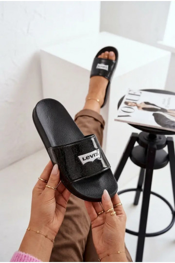 Chaussons Jeunesse LEVI'S VPOL0251S-2693 couleur noire avec éclat