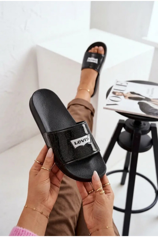 Chaussons Jeunesse LEVI'S VPOL0251S-2693 couleur noire avec éclat