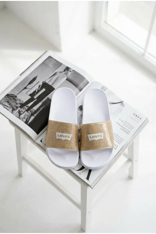 Chaussons Jeunesse LEVI'S VPOL0251S-3923 couleur dorée avec éclat