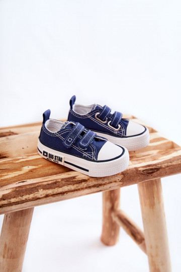 Baskets loisirs enfants avec fermetures velcro BIG STAR KK374081 couleur bleu marine