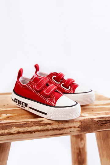 Puéril  chaussures décontractées avec attaches adhésives BIG STAR KK374082 couleur rouge