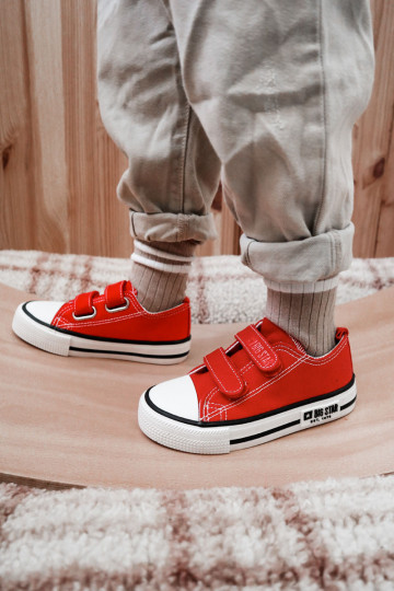 Puéril  chaussures décontractées avec attaches adhésives BIG STAR KK374082 couleur rouge 2